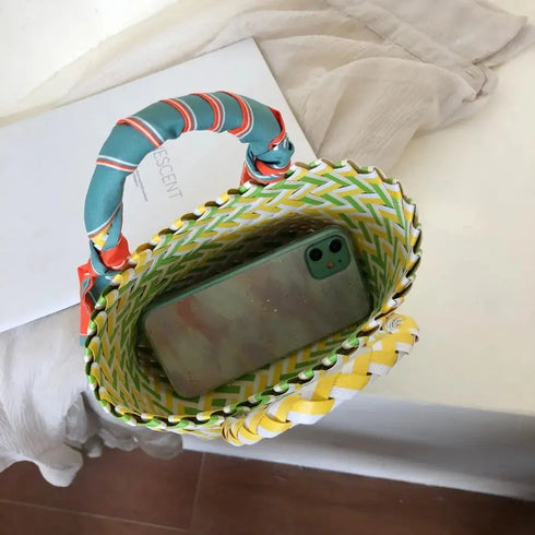 'Sonnet' Woven Ribbon Handbag - Celes Fashion